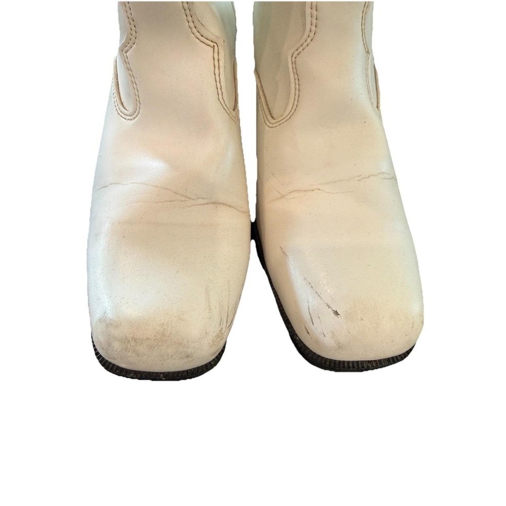 Vintage White Western /Majorette Go-go Mid-Calf Leather Boots for Women USA - Picture 4 of 7